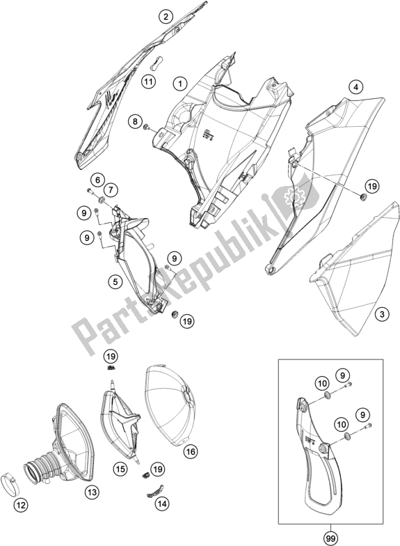 Toutes les pièces pour le Filtre à Air du KTM EX 450F US 2021