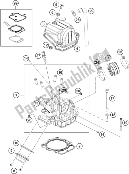 Alle onderdelen voor de Cilinderkop van de KTM EX 450F US 2021