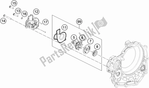 Alle onderdelen voor de Waterpomp van de KTM EX 450F US 2021