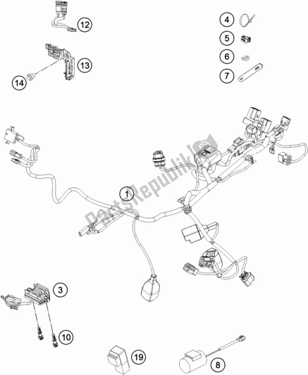 All parts for the Wiring Harness of the KTM EX 450F US 2021