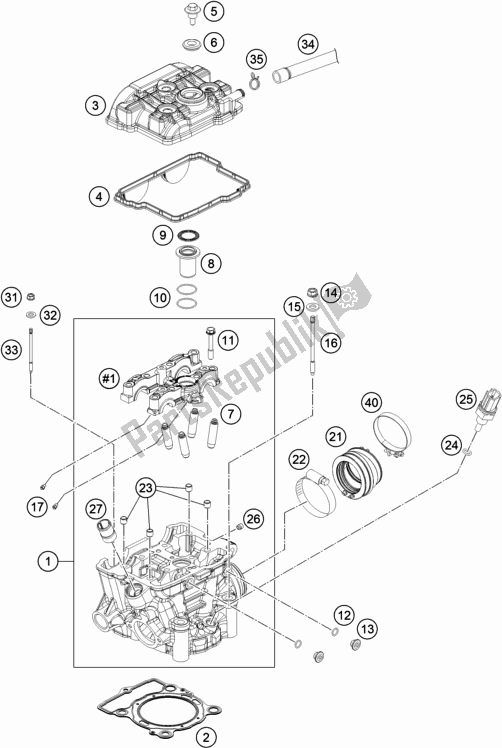 All parts for the Cylinder Head of the KTM Freeride 250 F 2020