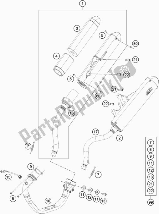 All parts for the Exhaust System of the KTM Freeride 250 F 2020