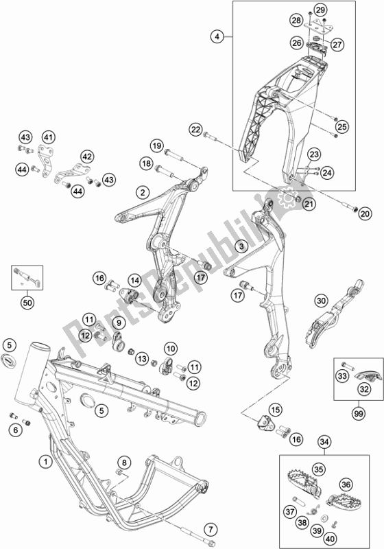 All parts for the Frame of the KTM Freeride 250 F 2020