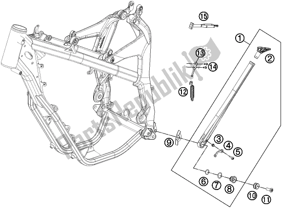 Alle onderdelen voor de Zij- / Middenstandaard van de KTM Freeride 250 F 2020