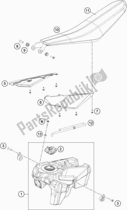 Todas las partes para Tanque, Asiento de KTM Freeride 250 F 2020