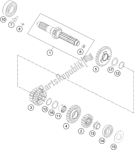 All parts for the Transmission I - Main Shaft of the KTM Freeride 250 F 2020