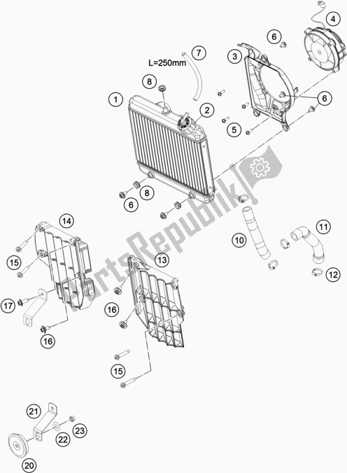 All parts for the Cooling System of the KTM Freeride 250 F EU 2018