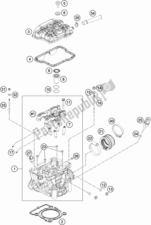 All parts for the Cylinder Head of the KTM Freeride 250 F EU 2018