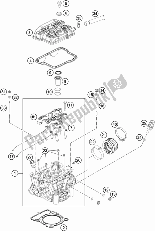 All parts for the Cylinder Head of the KTM Freeride 250 F EU 2018