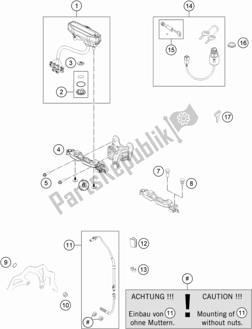 Wszystkie części do Instrumenty / System Zamków KTM Freeride 250 F EU 2018