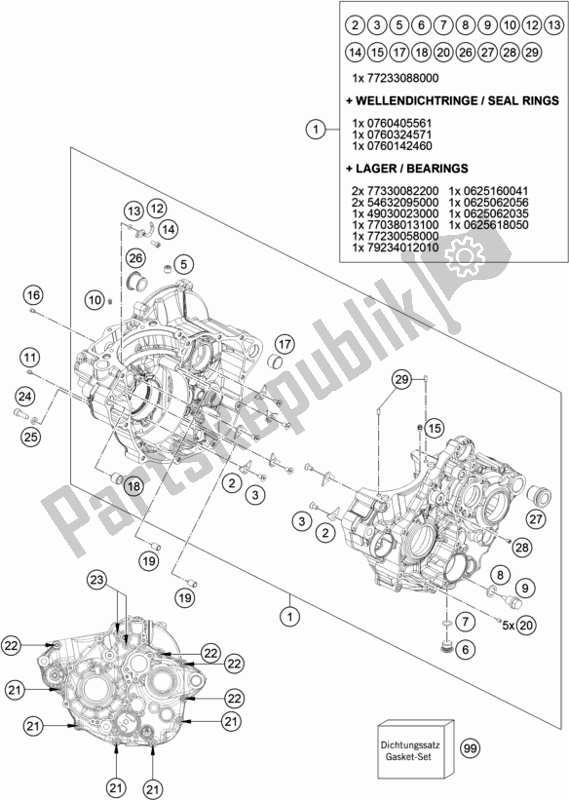 Todas las partes para Caja Del Motor de KTM Freeride 250 F EU 2019