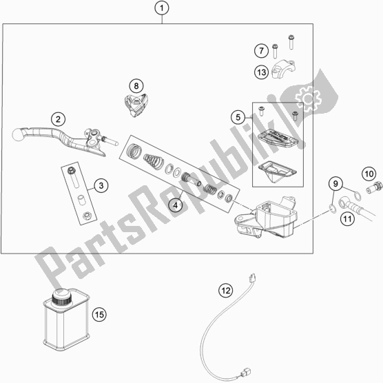 Todas as partes de Front Brake Control do KTM Freeride 250 F EU 2019