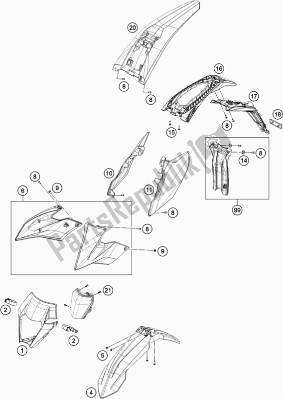 Wszystkie części do Maska, B? Otniki KTM Freeride 250 F EU 2019