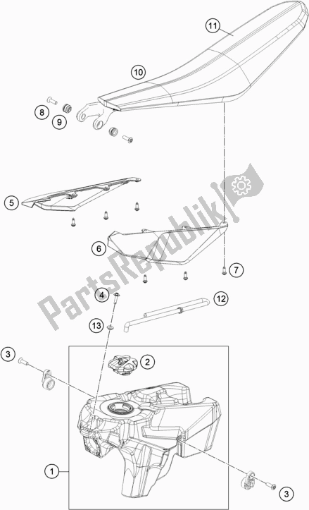 Todas las partes para Tanque, Asiento de KTM Freeride 250 F EU 2019