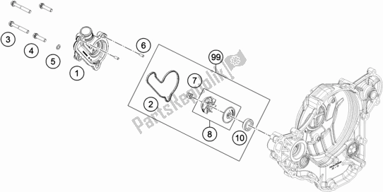 All parts for the Water Pump of the KTM Freeride 250 F EU 2019