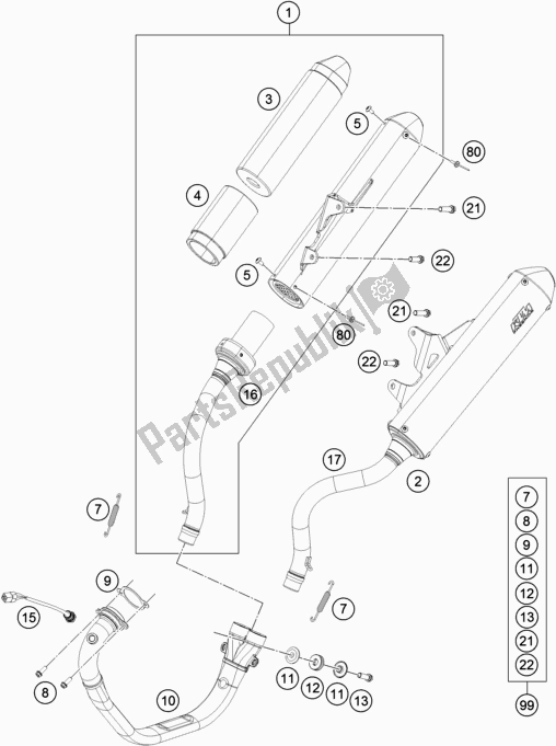 Todas las partes para Sistema De Escape de KTM Freeride 250 F EU 2020