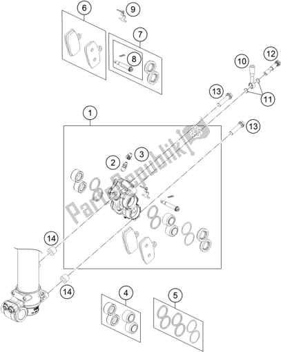 All parts for the Front Brake Caliper of the KTM Freeride 250 F EU 2020