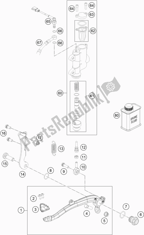 Todas las partes para Control De Freno Trasero de KTM Freeride 250 F EU 2020