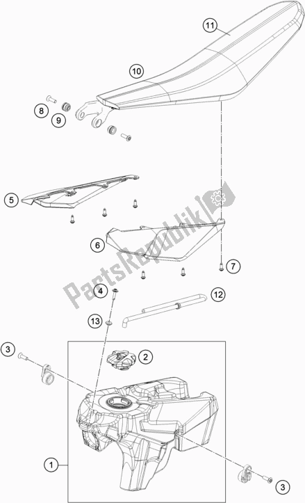 All parts for the Tank, Seat of the KTM Freeride 250 F EU 2020