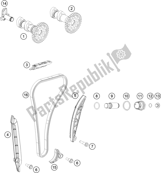 All parts for the Timing Drive of the KTM Freeride 250 F EU 2020