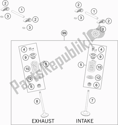 All parts for the Valve Drive of the KTM Freeride 250 F EU 2020