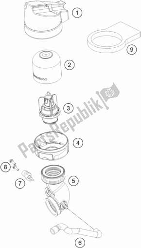 All parts for the Air Filter of the KTM Freeride 350 2017