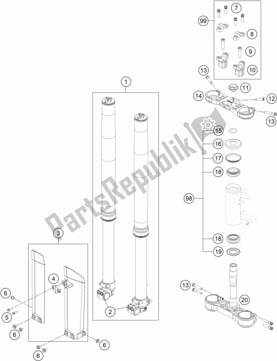 Toutes les pièces pour le Fourche Avant, Triple Serrage du KTM Freeride 350 2017