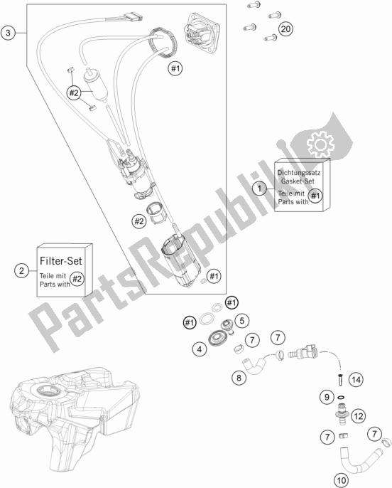 All parts for the Fuel Pump of the KTM Freeride 350 2017