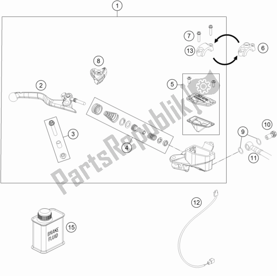 All parts for the Hand Brake Cylinder of the KTM Freeride 350 2017