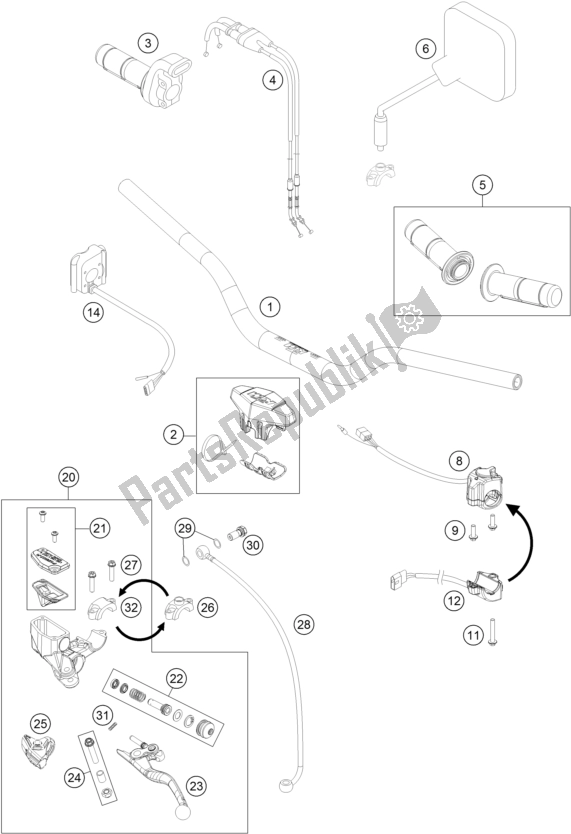 Toutes les pièces pour le Guidon, Commandes du KTM Freeride 350 2017