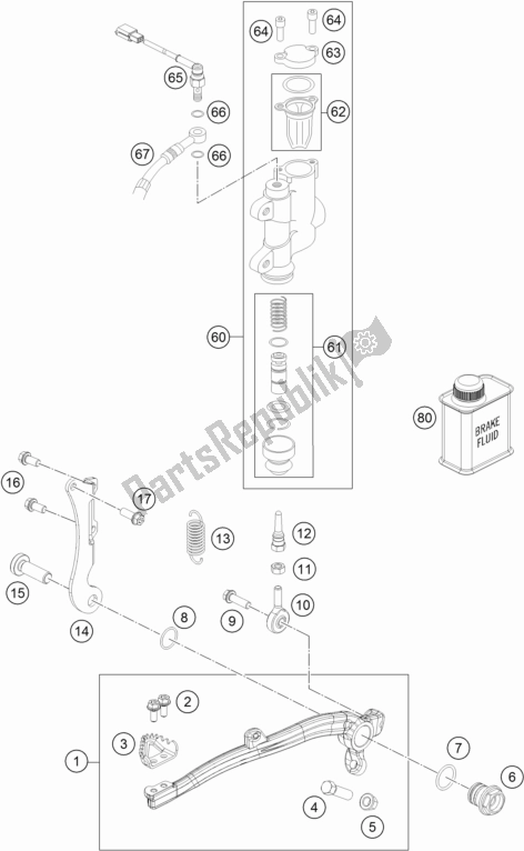 All parts for the Rear Brake Control of the KTM Freeride 350 2017