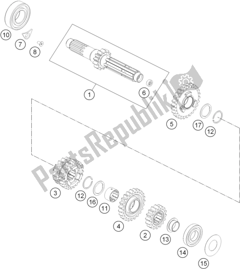 All parts for the Transmission I - Main Shaft of the KTM Freeride 350 2017