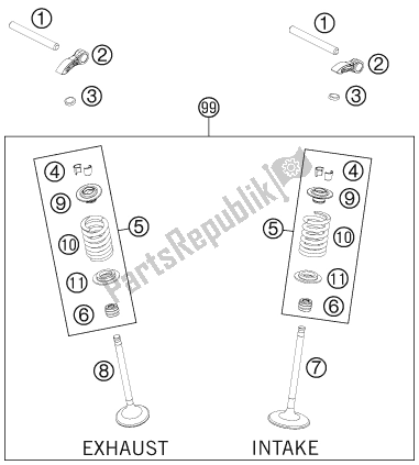 All parts for the Valve Drive of the KTM Freeride 350 2017