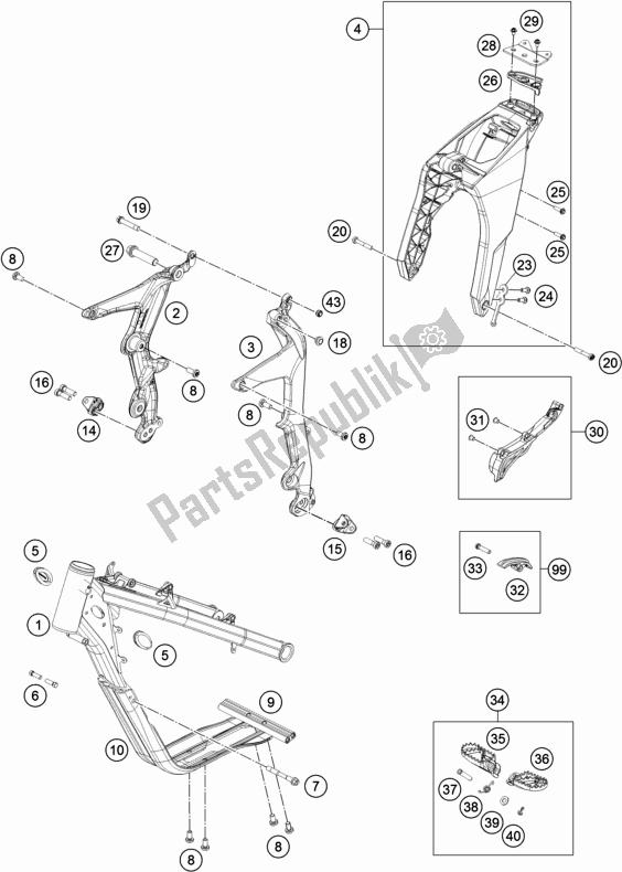 All parts for the Frame of the KTM Freeride E-XC EU 0 2017
