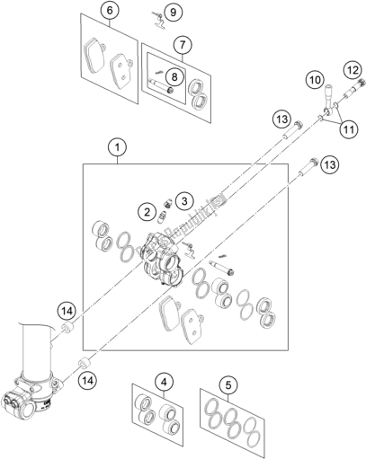 Toutes les pièces pour le étrier De Frein Avant du KTM Freeride E-XC EU 0 2018