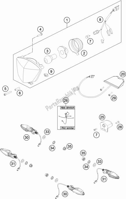 All parts for the Lighting System of the KTM Freeride E-XC EU 0 2018