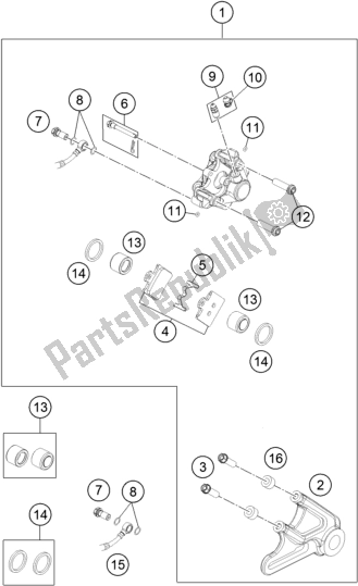 All parts for the Rear Brake Caliper of the KTM Freeride E-XC EU 0 2018