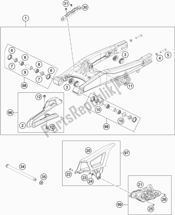 Toutes les pièces pour le Bras Oscillant du KTM Freeride E-XC EU 0 2018