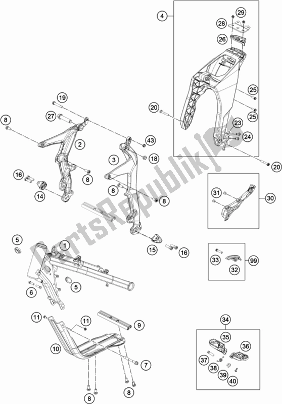 All parts for the Frame of the KTM Freeride E-XC EU 0 2019