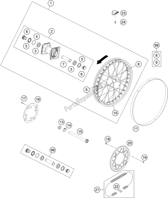 Todas las partes para Rueda Trasera de KTM Freeride E-XC EU 0 2019
