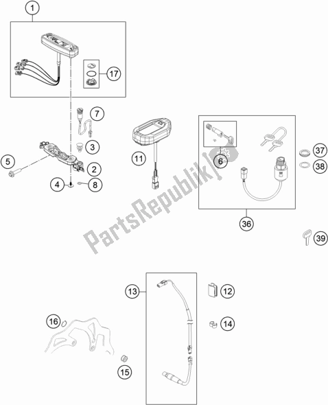 Todas as partes de Instrumentos / Sistema De Bloqueio do KTM Freeride E-XC EU 0 2020