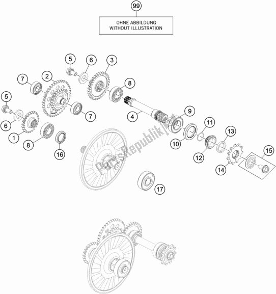 All parts for the Transmission of the KTM Freeride E-XC EU 0 2020