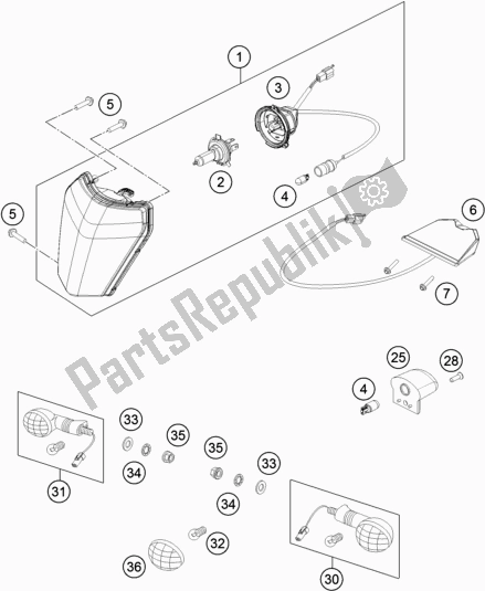 All parts for the Lighting System of the KTM Freeride E-XC EU 0 2021