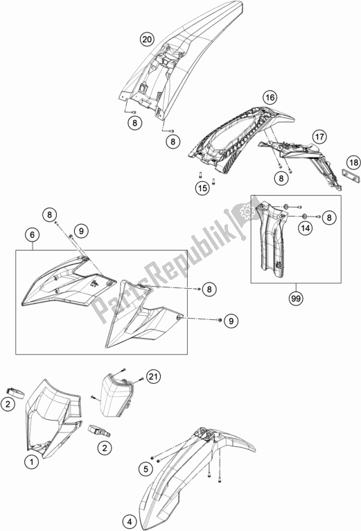 Alle onderdelen voor de Masker, Spatborden van de KTM Freeride E-XC EU 0 2021