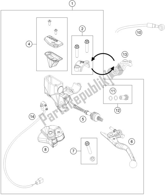 Toutes les pièces pour le Commande De Frein Arrière du KTM Freeride E-XC EU 0 2021