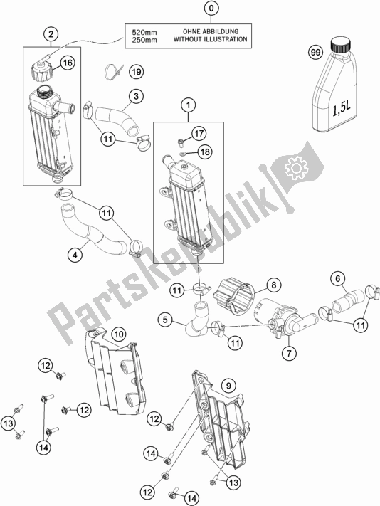 All parts for the Cooling System of the KTM Freeride E-XC NG EU 0 2018