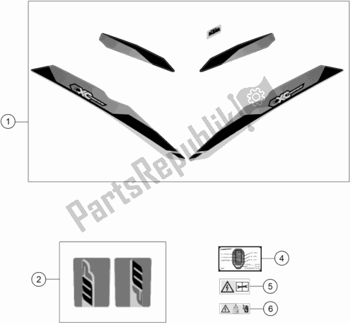 All parts for the Decal of the KTM Freeride E-XC NG EU 0 2018