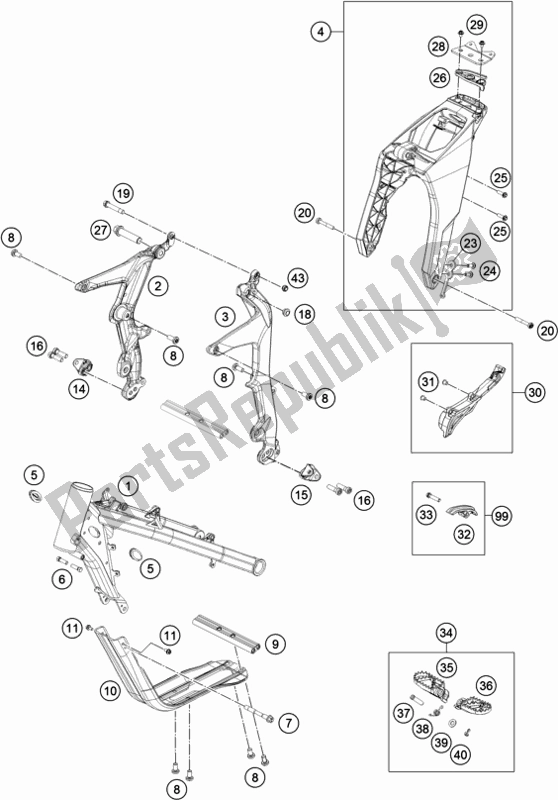 All parts for the Frame of the KTM Freeride E-XC NG EU 0 2018