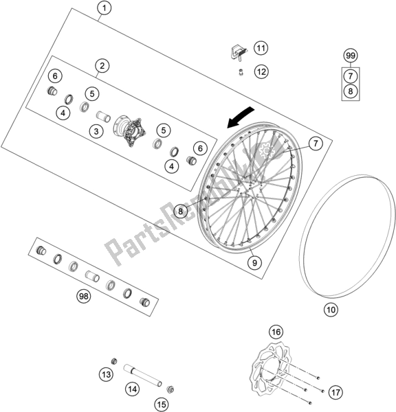 Alle onderdelen voor de Voorwiel van de KTM Freeride E-XC NG EU 0 2018
