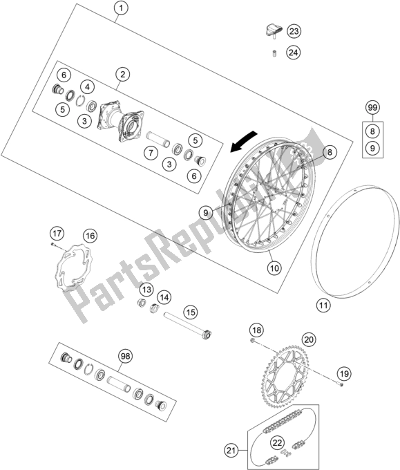 Alle onderdelen voor de Achterwiel van de KTM Freeride E-XC NG EU 0 2018